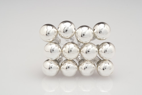 20mm Shiny Glass Ball on Stem -- Silver