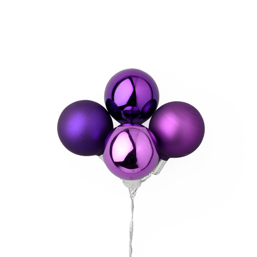 35mm Mixed Glass Cluster Balls on Stem - Purple Combo