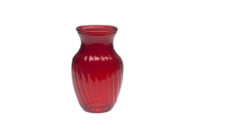 8in Tall Glass Swirl Vase - Red