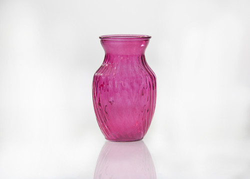 8in Tall Glass Swirl Vase - Rose
