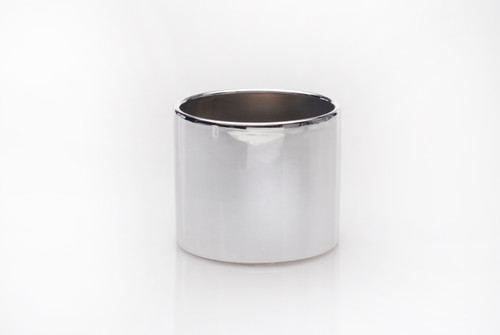 5in Cylinder Ceramic Pot - Metallic Silver