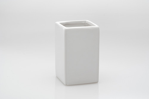 4in Long Rectangular Ceramic Vase - Matte White