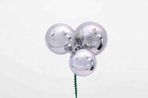 Plastic Cluster Ball Pick x3 - Shiny Silver