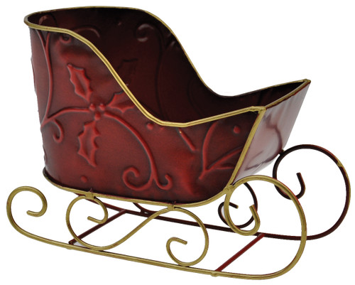 7.75in Long Metal Sleigh Planter - Red Gold
