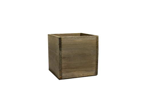 5in Wood Cube Planter Box - Grey