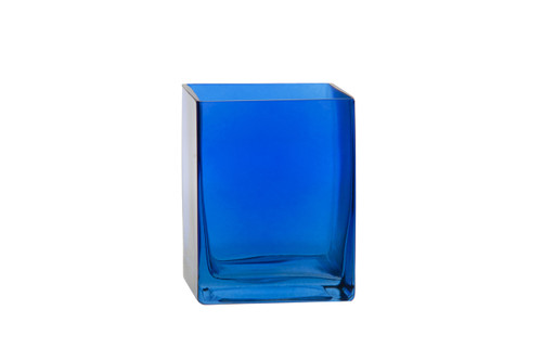 4x4x5in Square Glass Vase - Cobalt Blue