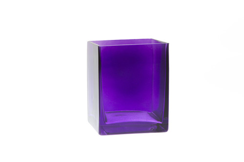 4x4x5in Square Glass Vase - Dark Purple