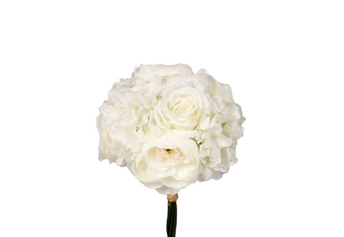 12in Rose Hydrangea Bunch x9 - Cream