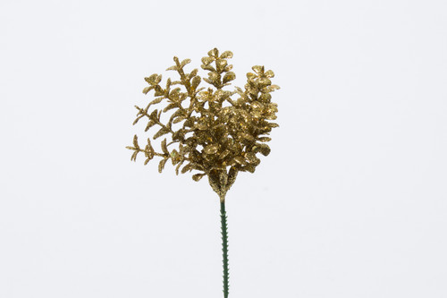8in Glitter Boxwood Pick - Gold