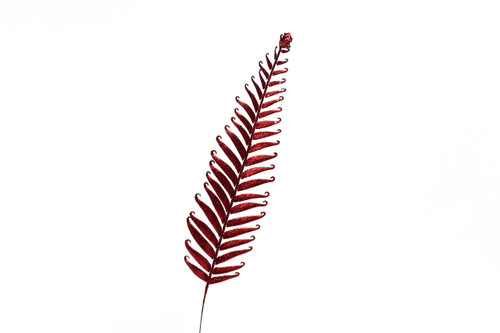 24in Glitter Fiddle Fern Spray - Red