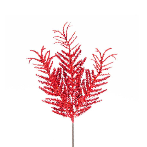 12in Glitter Fern Pick x3 (Bag of 12) - Red