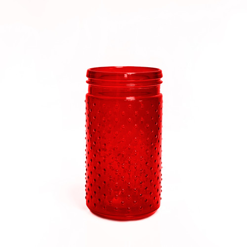 7.5in Tall Hobnail Glass Jar - Red