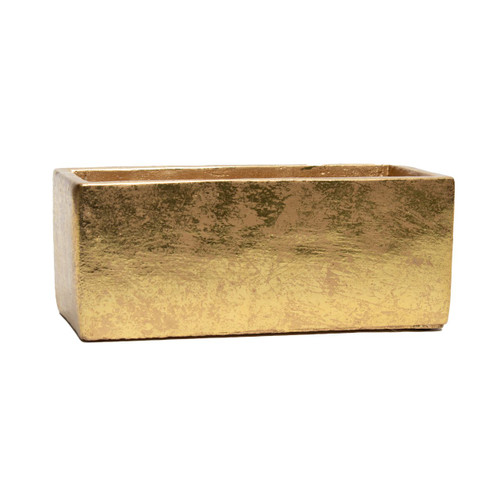 8in Long Posh Rectangle Cement Planter - Gold Foil