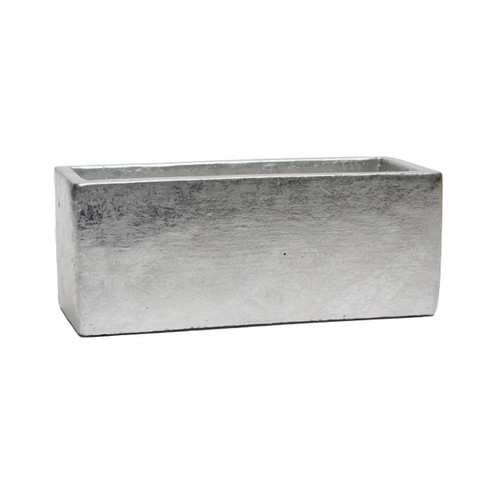 8in Long Posh Rectangle Cement Planter - Silver Foil
