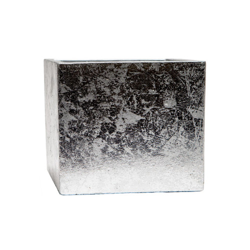 5in Posh Cube Cement Planter - Silver Foil