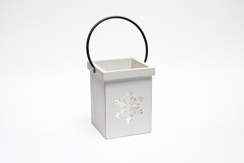 7.3in Tall Luminaria Snowflake Box - White