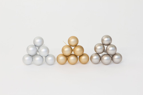 30mm Glass Balls on Stem (Box of 72) - Matte Silver Gold Mix
