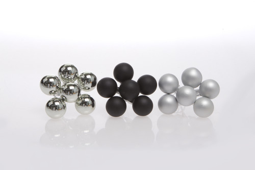 30mm Glass Balls on Stem (Box of 72) - Black Silver Mix