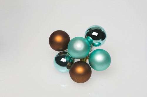 30mm Glass Balls on Stem (Box of 72) - Tiffany Aqua Chocolate Mix