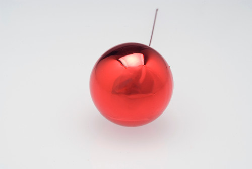 40mm Glass Ball on Stem (Box of 36) - Shiny Red