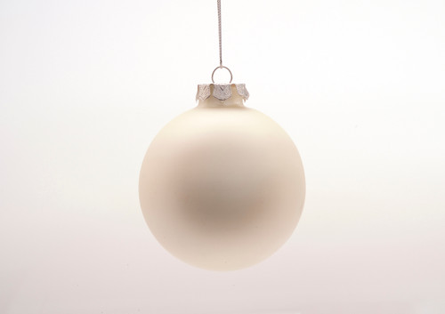 75mm Satin Ball Ornament (Box of 6) - Ivory