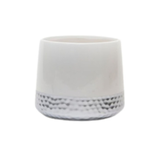 5.5in Wide Hammered Bottom Ceramic Pot - White Silver