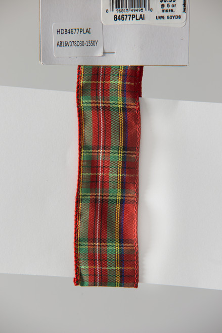 #9 Value Sheer Metallic WE Ribbon (50yd) - Red Green Gold Blue