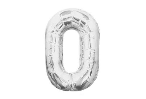 34in Silver Foil Number Balloon - 0