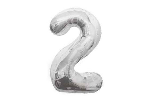 34in Silver Foil Number Balloon - 2