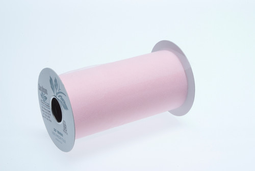 6in Wide Nylon Tulle Ribbon (25yd) - Pink