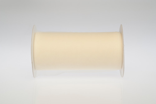 6in Wide Nylon Tulle Ribbon (25yd) - Ivory