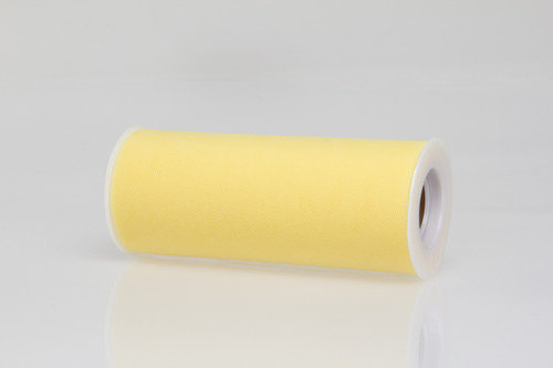 6in Wide Nylon Tulle Ribbon (25yd) - Light Yellow