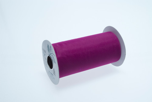 6in Wide Nylon Tulle Ribbon (25yd) - Fuschia