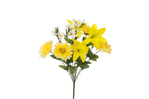 19in Lily Gerbera Daisy Bush x12 - Yellow