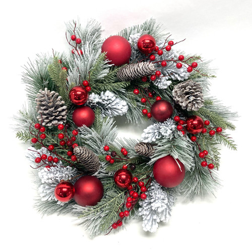24in Bright N Shiny Wreath X19 - Red White Green