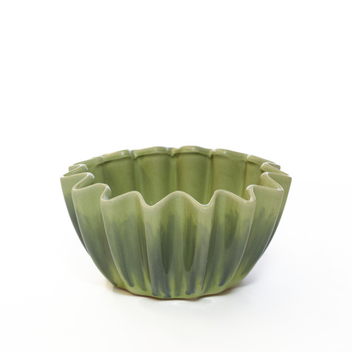 8in Wide Alyssa Ruffle Ceramic Bowl - Leaf Green