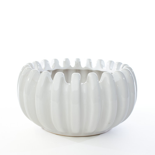 9.7in Wide Ceramic Finger Bowl - Shiny White