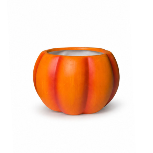 5.5in Wide Pumpkin Ceramic Pot - Matte Satin Orange