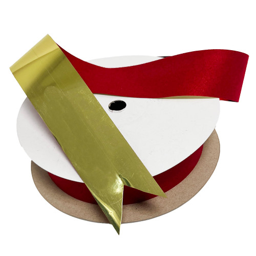 #9 Metallic Gold Back Velvet Ribbon (25yds) - Holiday Red