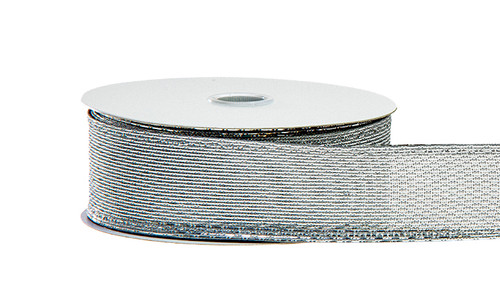 #9 Stairstep Woven Metallic Ribbon (20yds) - Silver