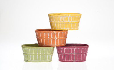 13.5in Long Oval Double Splitwood Basket Pot Cover - Assorted Fall