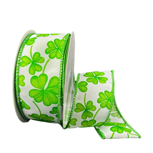 #9 Watercolor Shamrocks Satin WE Ribbon (20yds)