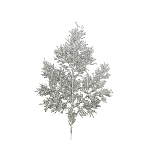 10.5in Long Glitter Cedar Spray (Bag of 12) - Silver
