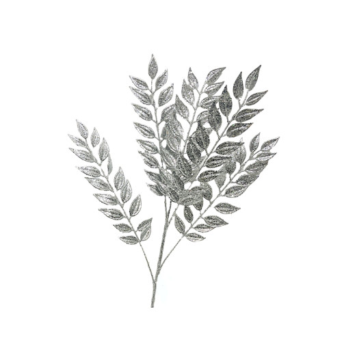27.5in Long Glitter Ruscus Spray x5 (Bag of 6) - Silver