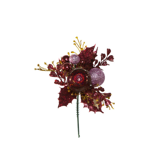 XWRPI 7L GLIT BOXWOOD STATICE BALL PIC BURGUNDAY MAUVE