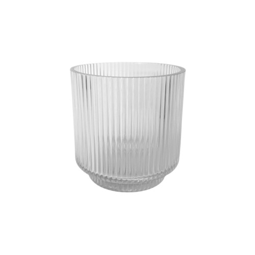 5.5in Wide Ribbed Pollack Cylinder Glass Vase - Clear