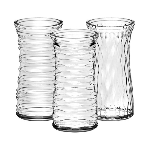 8.5in Tall Textured Clear Glass Vase (Assorted)