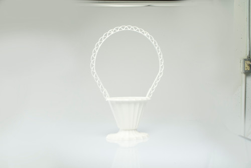 Plastic Fluted Funeral Basket - White