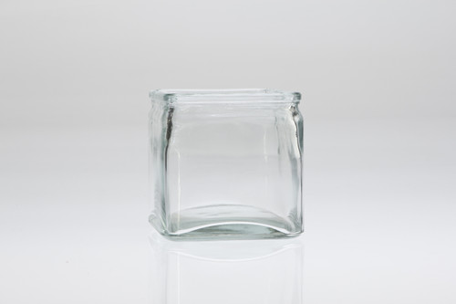4in Cube Clear Glass Vase - Machine Made
