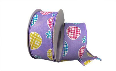 #9 Satin Ribbon with Easter Eggs & Flowers - Wired Edge (20yd)